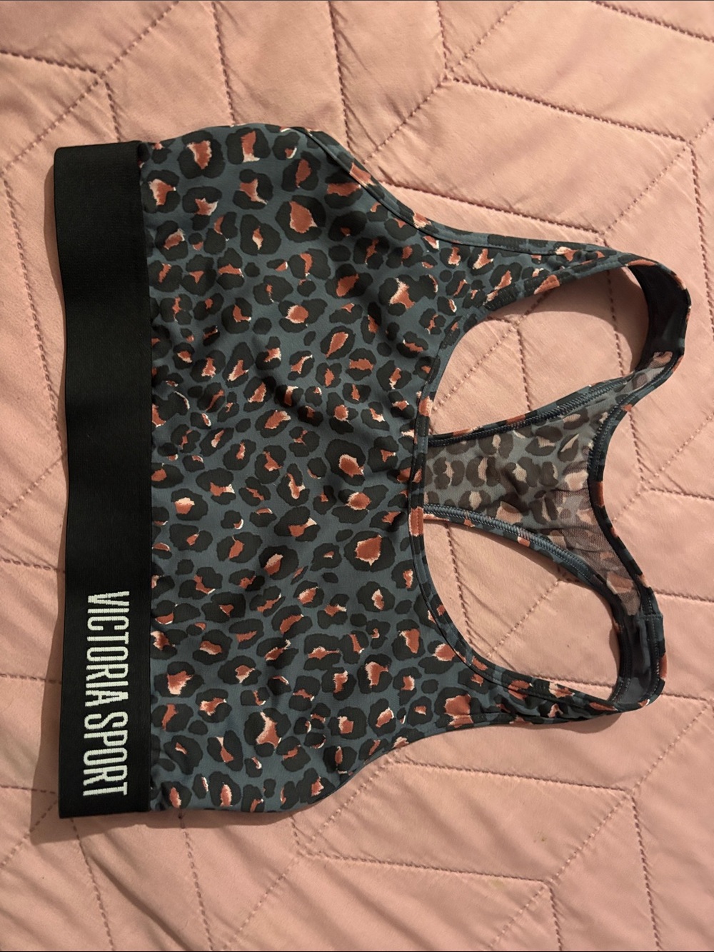 Victoria's Secret Leopard Print Racerback Sports Bra - Teal & Copper